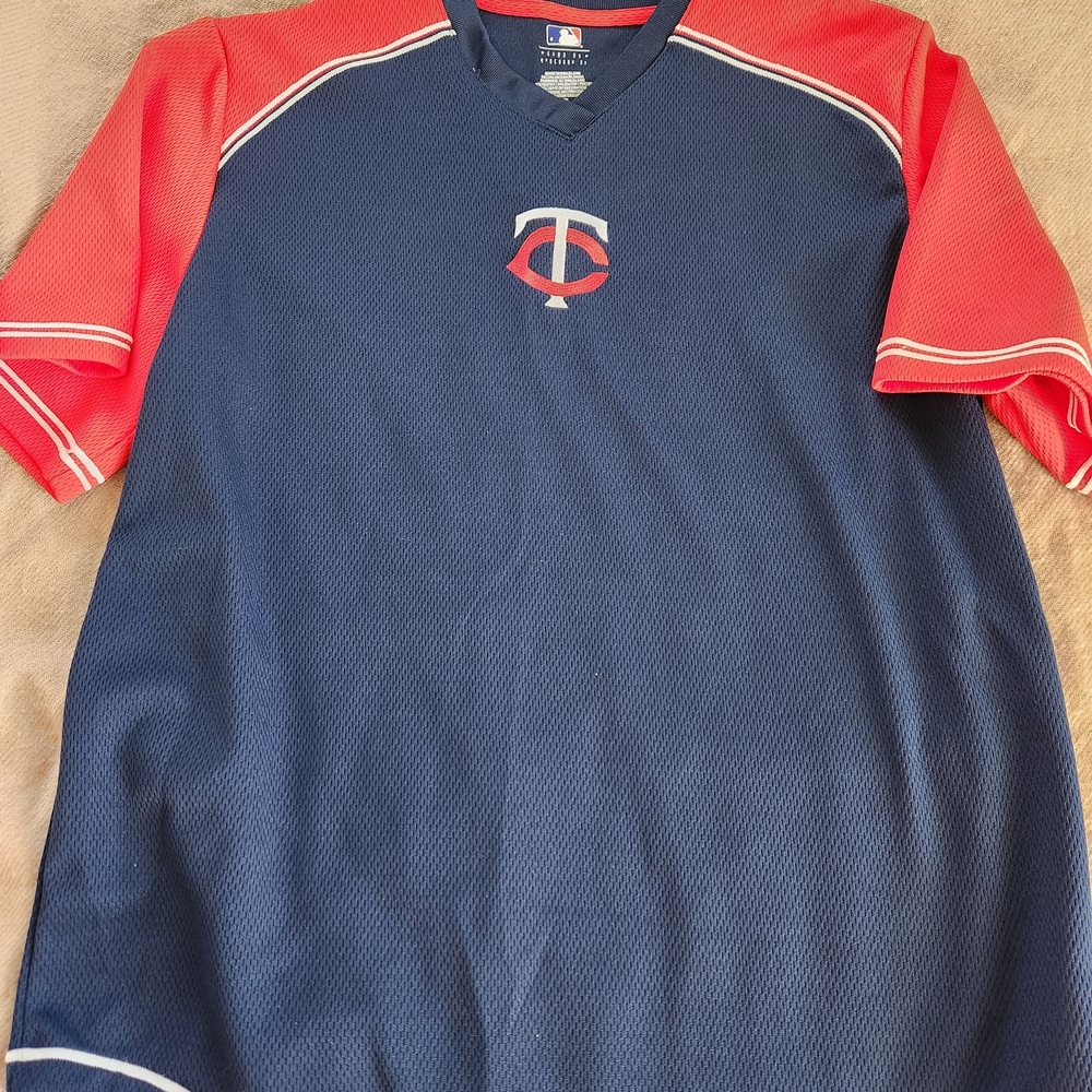 Majestic Navy and Red Baseball Jersey